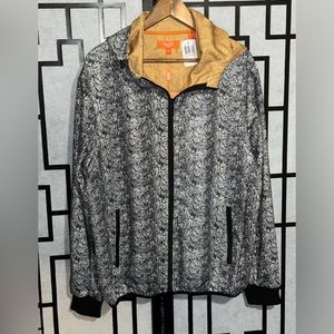 Tallia Sport Hoodie Full Zip Snake Skin Print Black White Men's Size XL